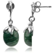 Sterling-Silver-Imitation-Malachite-Oval-Berry-Dangle-Earrings-0-0